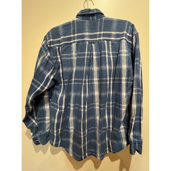 Baxter Brand Natural Clothing Blue Plaid Button Down Long Sleeve Shirt ~ Small - Picture 3 of 4